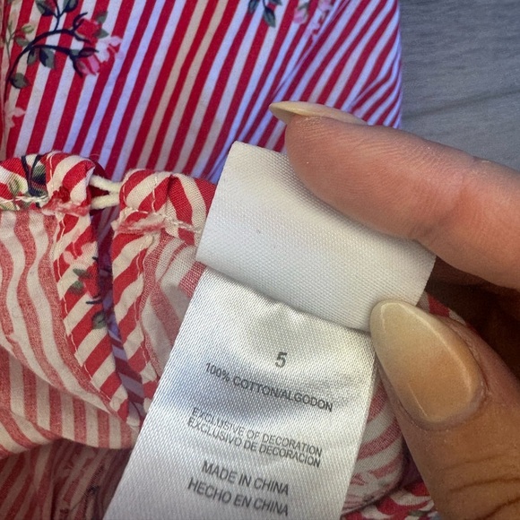 Nannette Kids Red Striped Shirt | size 5 - Picture 4 of 7